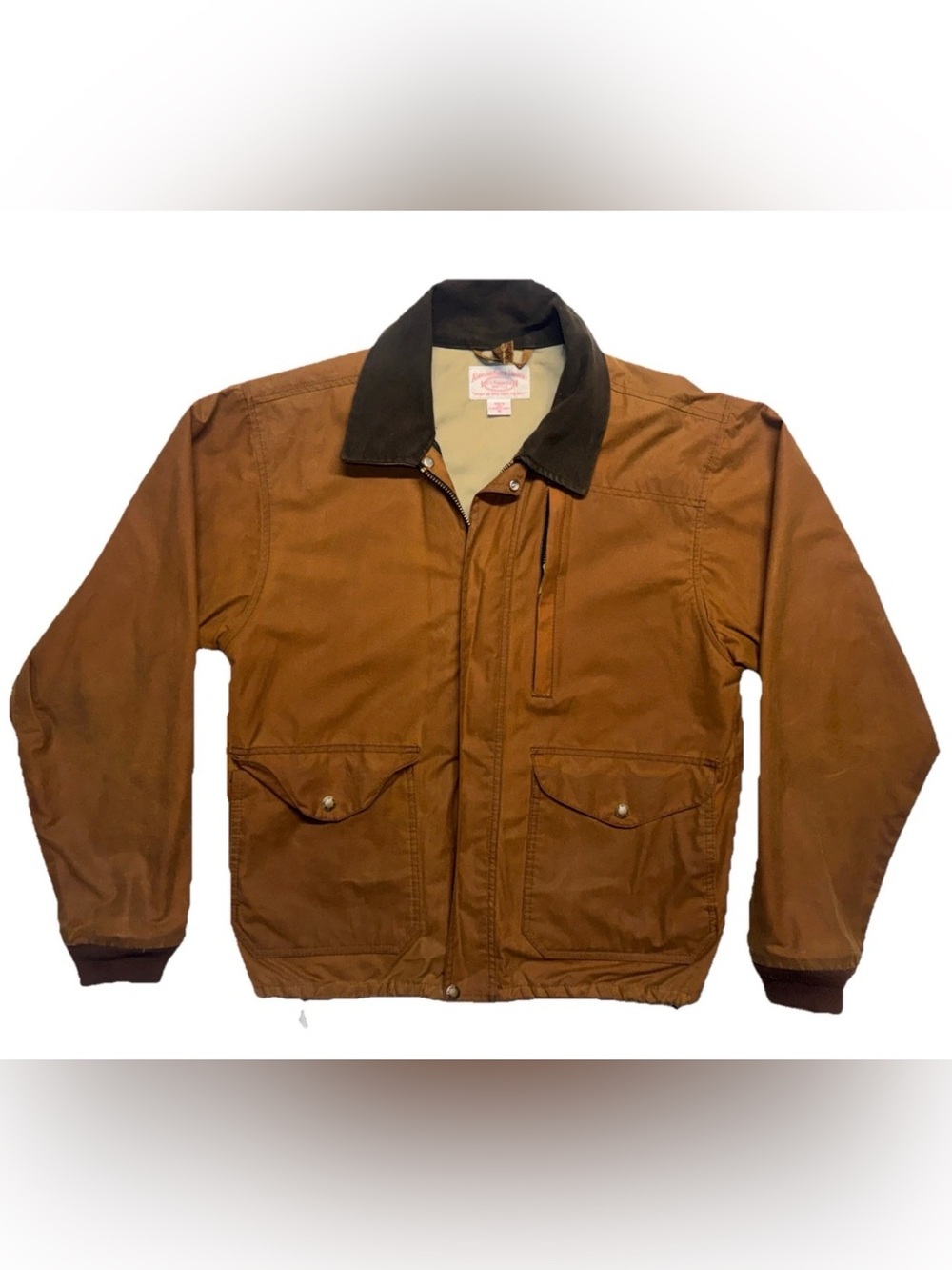 Vintage Filson Jacket Large Tin Cloth Field Waxed Canvas 1493N USA Patina Bomber
